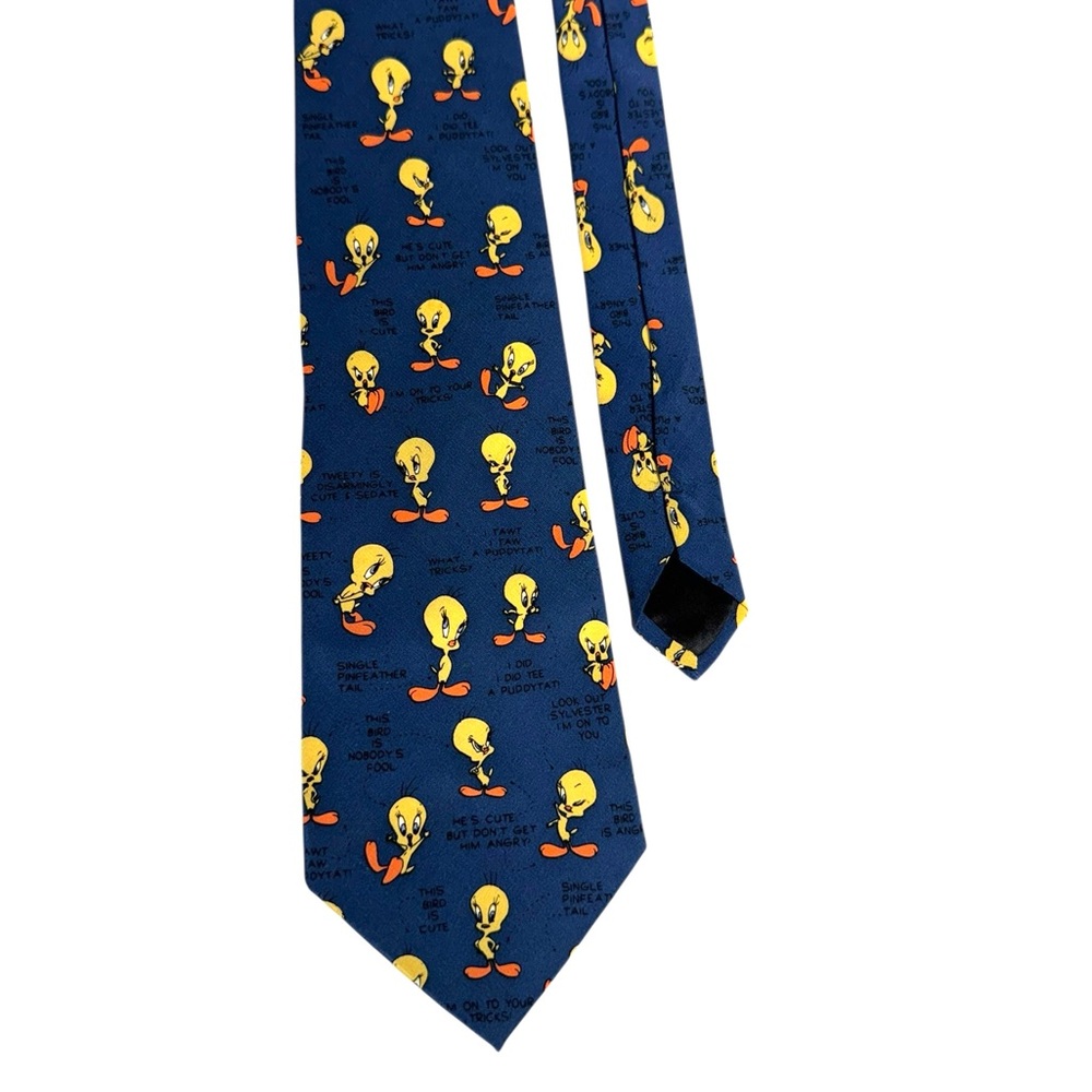 Warner Brothers Studio Store Tweety Silk Tie Cartoon Vintage Novelty Graphic